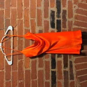 ZARA orange silk party dress